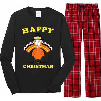 Happy Christmas Biden Funny Thanksgiving Turkey Long Sleeve Pajama Set