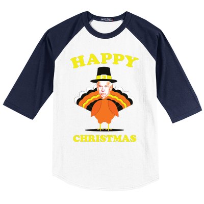 Happy Christmas Biden Funny Thanksgiving Turkey Baseball Sleeve Shirt