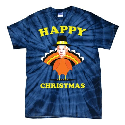 Happy Christmas Biden Funny Thanksgiving Turkey Tie-Dye T-Shirt