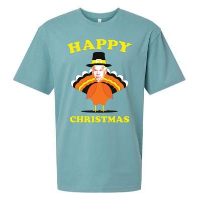 Happy Christmas Biden Funny Thanksgiving Turkey Sueded Cloud Jersey T-Shirt