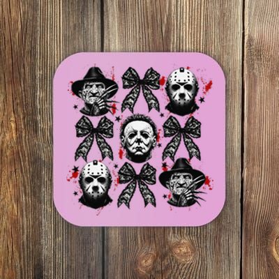 Halloween Coquette Bow Horror Characters Bow Spooky Season Coaster