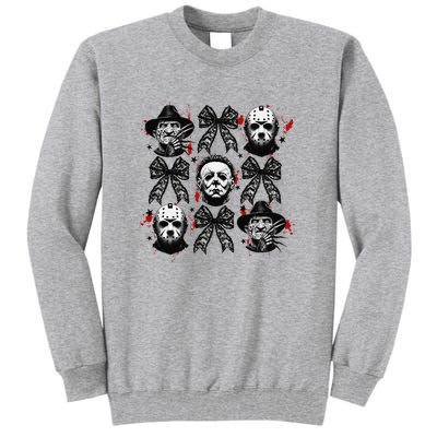 Halloween Coquette Bow Horror Characters Bow Spooky Season Tall Sweatshirt