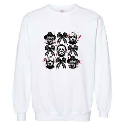 Halloween Coquette Bow Horror Characters Bow Spooky Season Garment-Dyed Sweatshirt