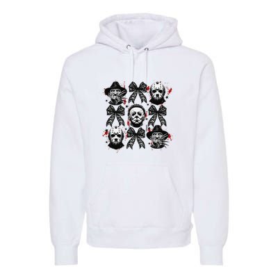 Halloween Coquette Bow Horror Characters Bow Spooky Season Premium Hoodie