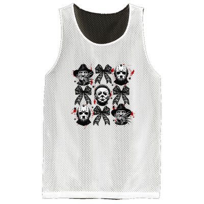 Halloween Coquette Bow Horror Characters Bow Spooky Season Mesh Reversible Basketball Jersey Tank