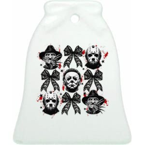 Halloween Coquette Bow Horror Characters Bow Spooky Season Ceramic Bell Ornament