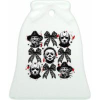 Halloween Coquette Bow Horror Characters Bow Spooky Season Ceramic Bell Ornament