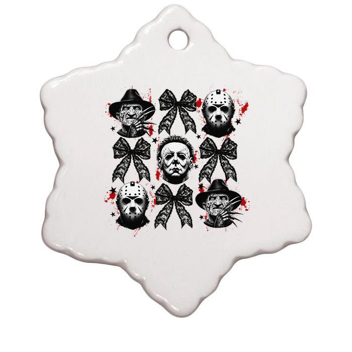 Halloween Coquette Bow Horror Characters Bow Spooky Season Ceramic Star Ornament