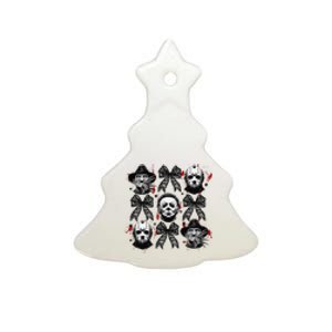 Halloween Coquette Bow Horror Characters Bow Spooky Season Ceramic Tree Ornament