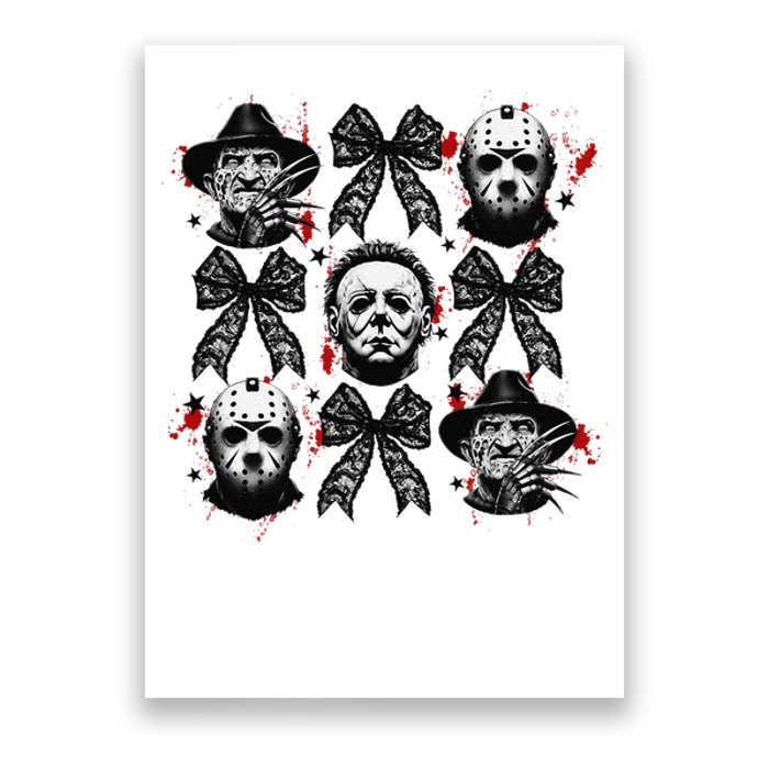 Halloween Coquette Bow Horror Characters Bow Spooky Season Poster