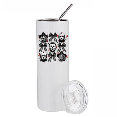 Halloween Coquette Bow Horror Characters Bow Spooky Season Stainless Steel Tumbler