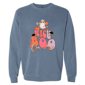 Halloween Cute Boo Groovy Ghost Nicu Boo Crew Gift Garment-Dyed Sweatshirt