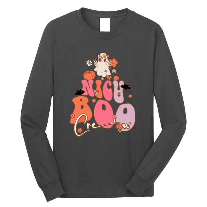 Halloween Cute Boo Groovy Ghost Nicu Boo Crew Gift Long Sleeve Shirt