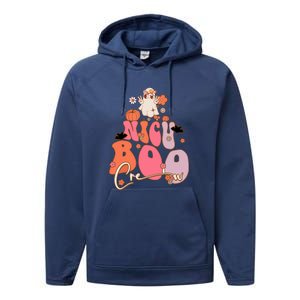 Halloween Cute Boo Groovy Ghost Nicu Boo Crew Gift Performance Fleece Hoodie