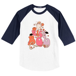 Halloween Cute Boo Groovy Ghost Nicu Boo Crew Gift Baseball Sleeve Shirt