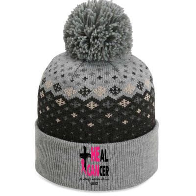 Heal Cancer Believe God Christian Breast Cancer Awareness The Baniff Cuffed Pom Beanie