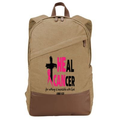 Heal Cancer Believe God Christian Breast Cancer Awareness Cotton Canvas Backpack