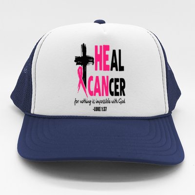 Heal Cancer Believe God Christian Breast Cancer Awareness Trucker Hat