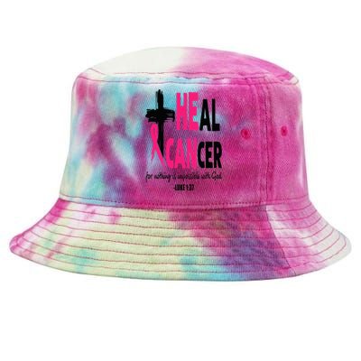 Heal Cancer Believe God Christian Breast Cancer Awareness Tie-Dyed Bucket Hat