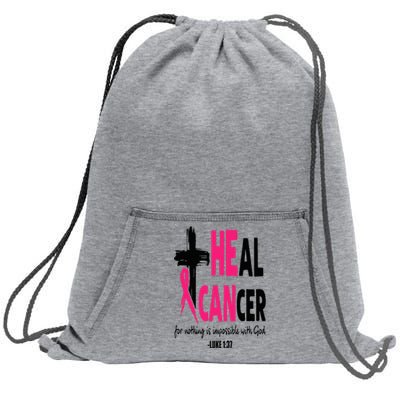 Heal Cancer Believe God Christian Breast Cancer Awareness Sweatshirt Cinch Pack Bag