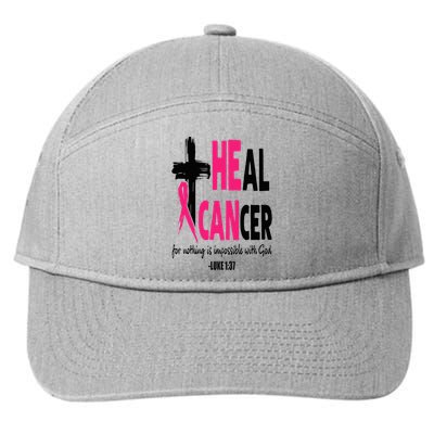 Heal Cancer Believe God Christian Breast Cancer Awareness 7-Panel Snapback Hat