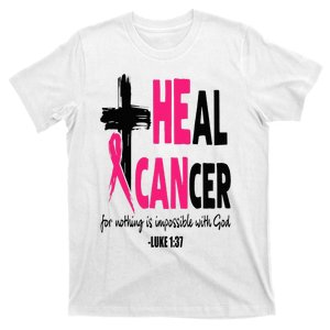 Heal Cancer Believe God Christian Breast Cancer Awareness T-Shirt