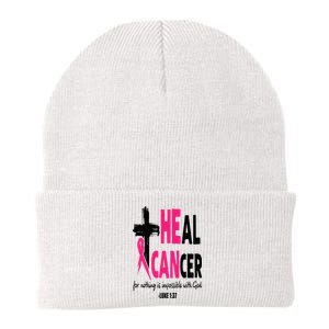 Heal Cancer Believe God Christian Breast Cancer Awareness Knit Cap Winter Beanie