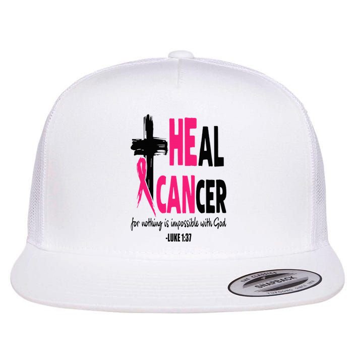 Heal Cancer Believe God Christian Breast Cancer Awareness Flat Bill Trucker Hat