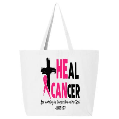 Heal Cancer Believe God Christian Breast Cancer Awareness 25L Jumbo Tote