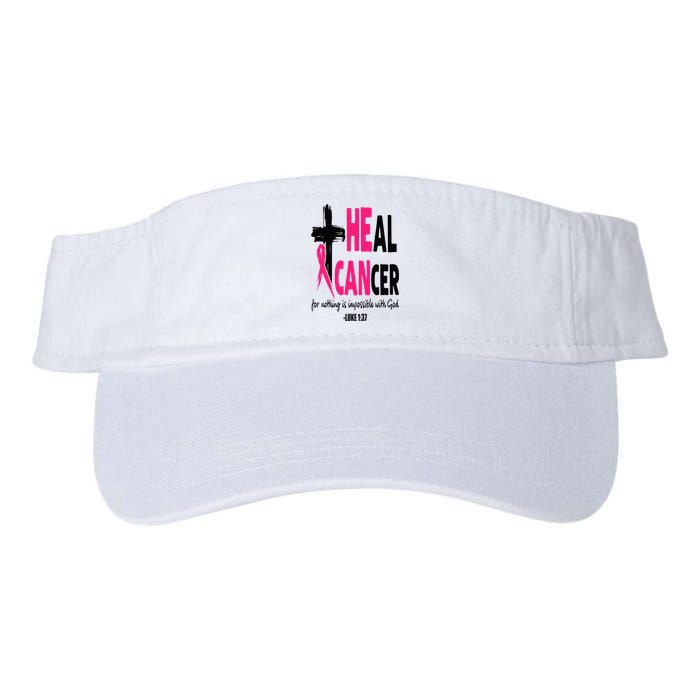 Heal Cancer Believe God Christian Breast Cancer Awareness Valucap Bio-Washed Visor