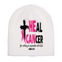 Heal Cancer Believe God Christian Breast Cancer Awareness Short Acrylic Beanie