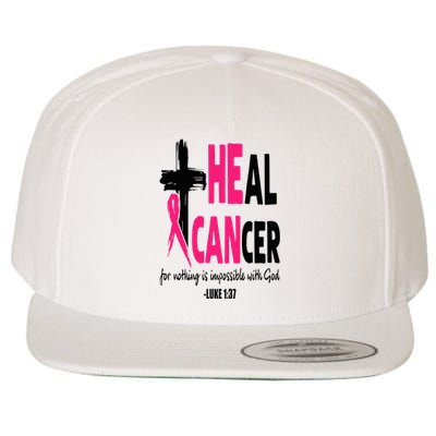 Heal Cancer Believe God Christian Breast Cancer Awareness Wool Snapback Cap