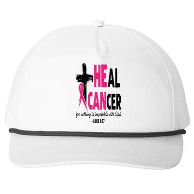 Heal Cancer Believe God Christian Breast Cancer Awareness Snapback Five-Panel Rope Hat