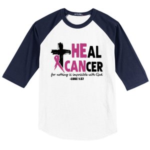 Heal Cancer Breast Cancer Awareness Month back and front side Baseball Sleeve Shirt