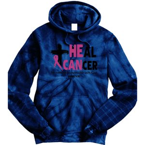 Heal Cancer Breast Cancer Awareness Month back and front side Tie Dye Hoodie