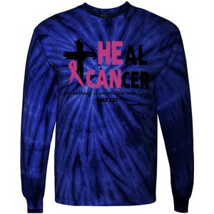 Heal Cancer Breast Cancer Awareness Month back and front side Tie-Dye Long Sleeve Shirt