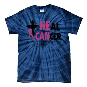 Heal Cancer Breast Cancer Awareness Month back and front side Tie-Dye T-Shirt