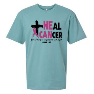 Heal Cancer Breast Cancer Awareness Month back and front side Sueded Cloud Jersey T-Shirt