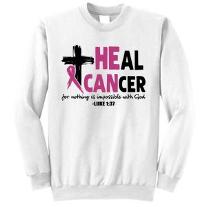 Heal Cancer Breast Cancer Awareness Month back and front side Sweatshirt