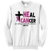 Heal Cancer Breast Cancer Awareness Month back and front side Sweatshirt