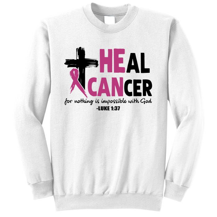 Heal Cancer Breast Cancer Awareness Month back and front side Sweatshirt