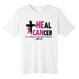 Heal Cancer Breast Cancer Awareness Month back and front side Tall Fusion ChromaSoft Performance T-Shirt