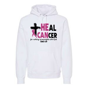 Heal Cancer Breast Cancer Awareness Month back and front side Premium Hoodie