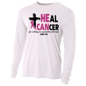 Heal Cancer Breast Cancer Awareness Month back and front side Cooling Performance Long Sleeve Crew