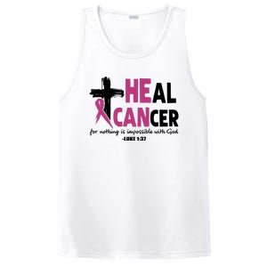 Heal Cancer Breast Cancer Awareness Month back and front side PosiCharge Competitor Tank