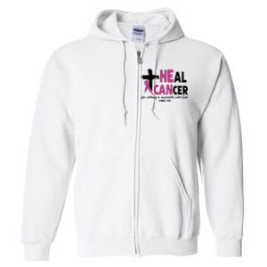 Heal Cancer Breast Cancer Awareness Month back and front side Full Zip Hoodie