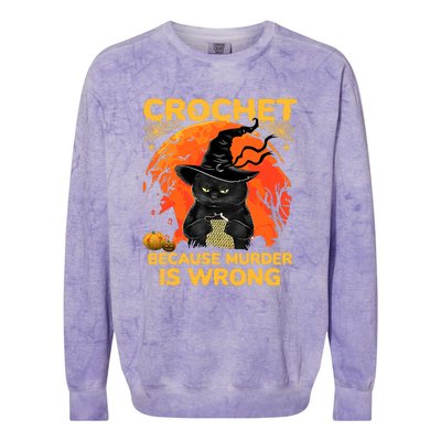 Halloween Crochet Because Murder Is Wrong For Halloween Cat Colorblast Crewneck Sweatshirt