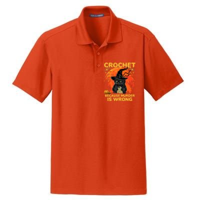 Halloween Crochet Because Murder Is Wrong For Halloween Cat Dry Zone Grid Polo