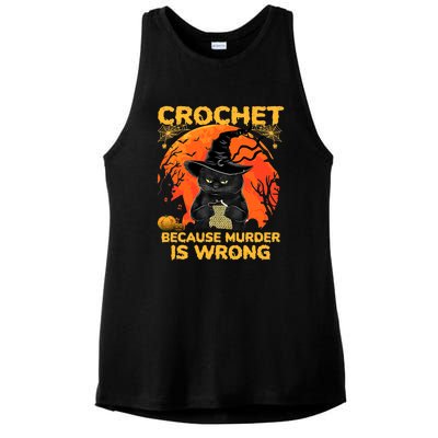 Halloween Crochet Because Murder Is Wrong For Halloween Cat Ladies PosiCharge Tri-Blend Wicking Tank