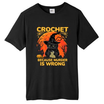 Halloween Crochet Because Murder Is Wrong For Halloween Cat Tall Fusion ChromaSoft Performance T-Shirt